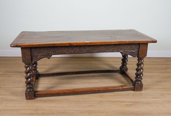 A 17TH CENTURY AND LATER OAK REFECTORY TABLE