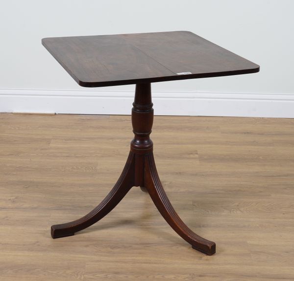 A GEORGE III MAHOGANY SQUARE TRIPOD OCCASIONAL TABLE