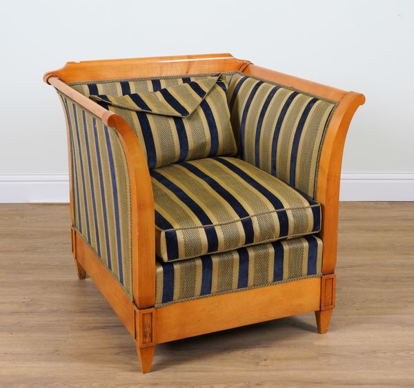 A BIEDERMEIER REVIVAL FRUITWOOD EASY ARMCHAIR