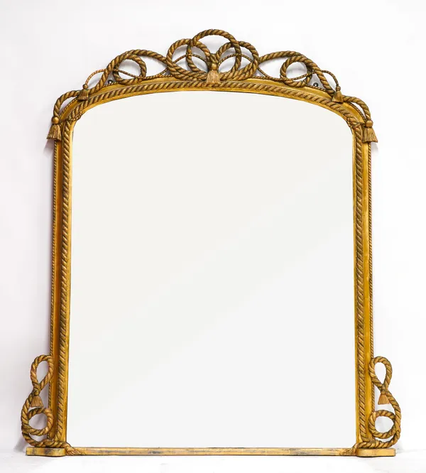 A  19TH CENTURY GILT FRAMED ROPE TWIST OVERMANTEL MIRROR