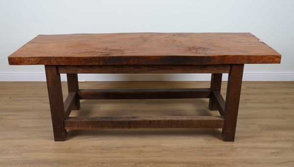 AN ELM AND OAK REFECTORY TABLE