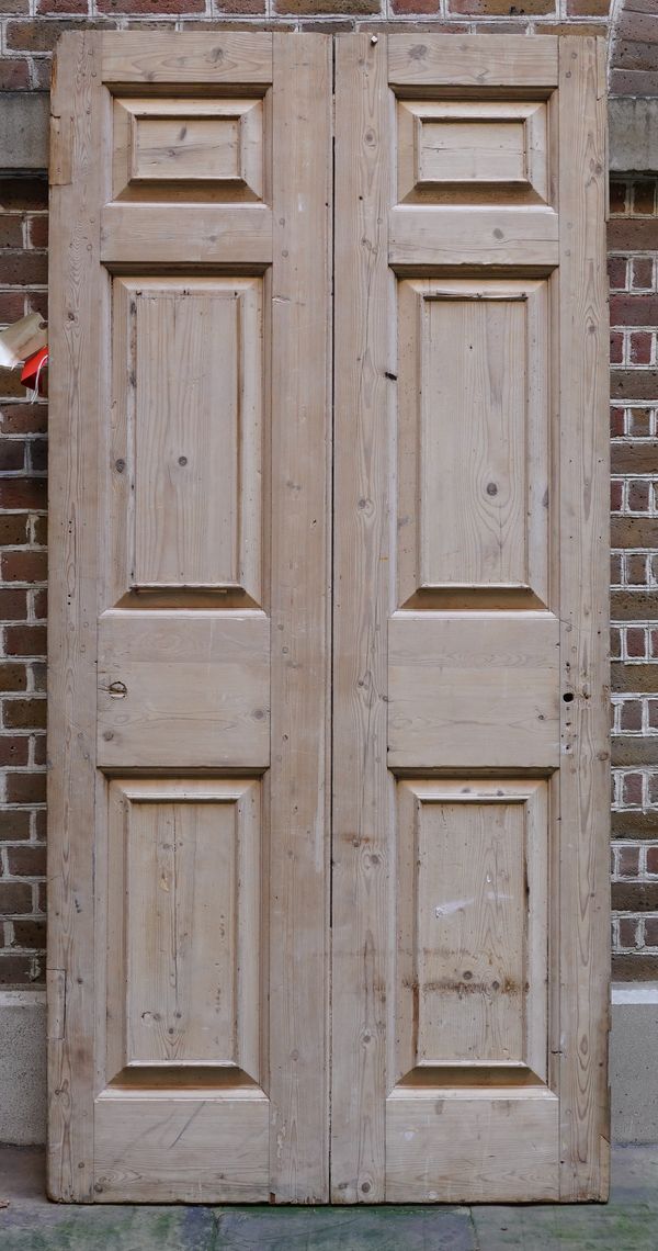 A GEORGE III PINE DOOR WITH SIX FIELDED PANELS (3)