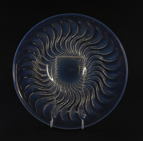 A LALIQUE `ACTINIA' OPALESCENT GLASS PLATE