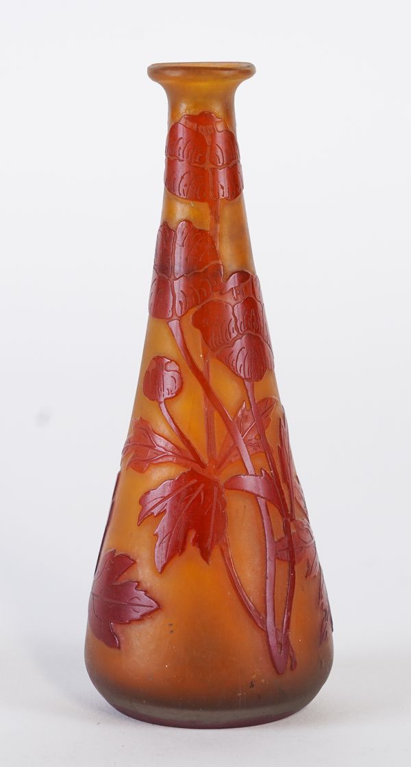 A SMALL GALLE CAMEO GLASS VASE