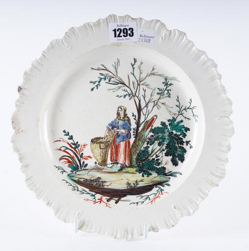 AN UNUSUAL WEDGWOOD CREAMWARE PLATE SIGNED JACQUES BOSELLY