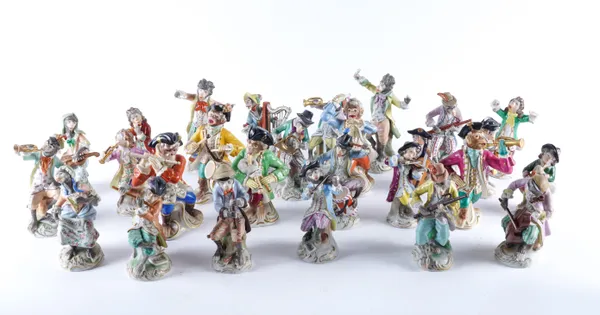 A GROUP OF TWENTY SEVEN GERMAN PORCELAIN MONKEY BAND FIGURES