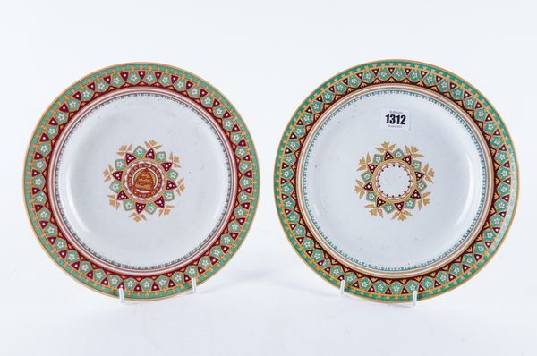 TWO MINTON EARTHENWARE PLATES (2)