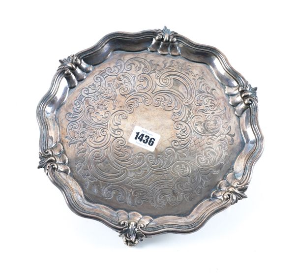 A VICTORIAN SILVER SHAPED CIRCULAR SALVER