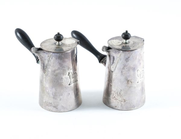 A SILVER TWO PIECE CAFE AU LAIT SET (2)