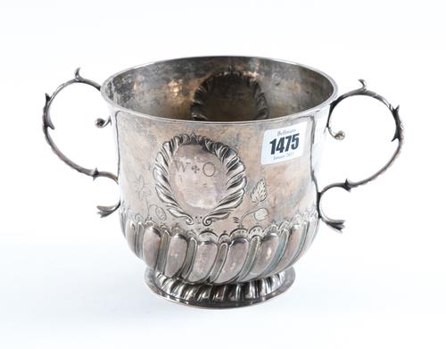 A SILVER TWIN HANDLED LOVING CUP