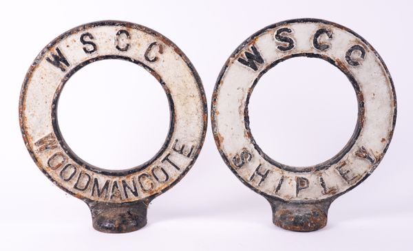 TWO WEST SUSSEX COUNTY COUNCIL CAST IRON SIGN FINIALS (2)