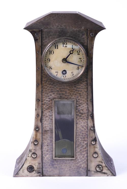 RAMSDEN & ROED: A SILVER ART NOUVEAU MANTEL CLOCK