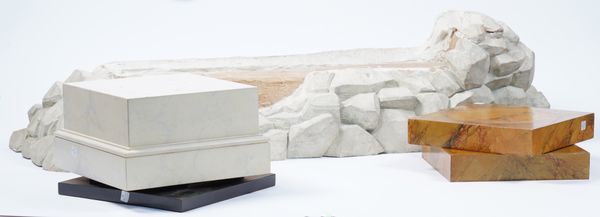 MLINARIC, HENRY AND ZERDUVACHI LIMITED: A PAINTED FAUX MARBLE STEPPED SQUARE PLINTH (5)