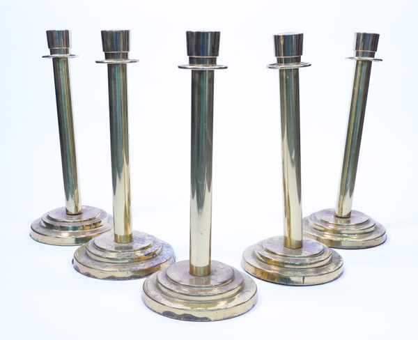FIVE BRASS STANCHIONS (5)