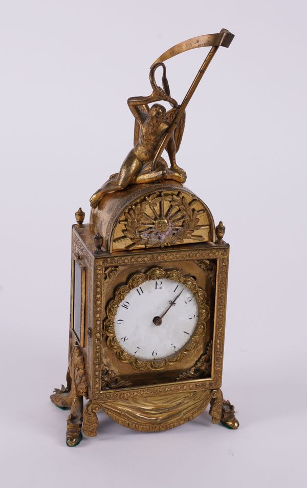 A GEORGE III ORMOLU CARRIAGE CLOCK