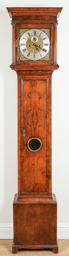 JASPER TAYLOR, LONDON: A GEORGE II WALNUT LONGCASE CLOCK