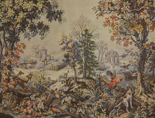 TWO FRENCH TAPESTRY WALL HANGINGS IN THE 17TH & 18TH CENTURY STYLES (2)