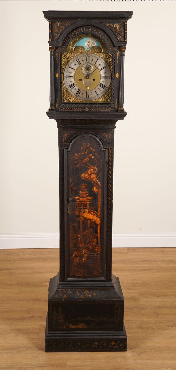 ROBERT HALL, CHICHESTER: A GEORGE III AND LATER CHINOISERIE DECORATED LONGCASE CLOCK