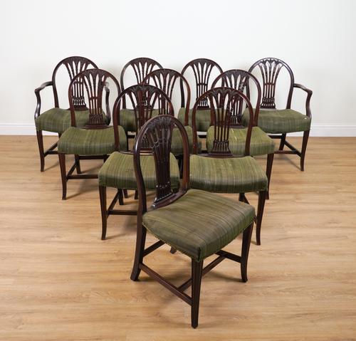 A SET OF TEN GEORGE III MAHOGANY HOOP BACK DINING CHAIRS (10)