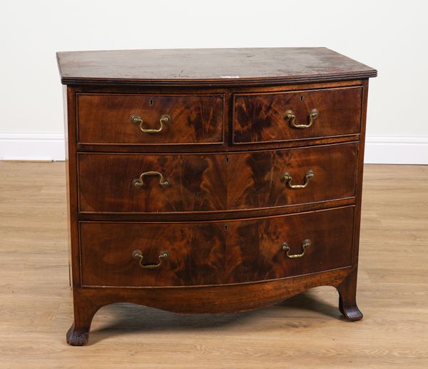 A REGENCY MAHOGANY BOWFRONT FOUR DRAWER CHEST