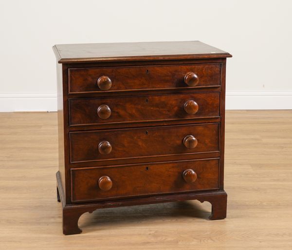 AN EARLY 19TH CENTURY MAHOGANY SMALL FOUR DRAWER CHEST