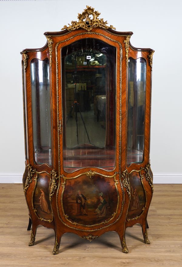 A FRENCH GILT-METAL MOUNTED KINGWOOD VITRINE