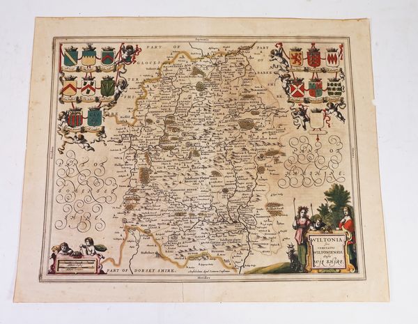 JANSSONIUS, Johannes (1588-1664). Wiltonia [Map of Wiltshire].