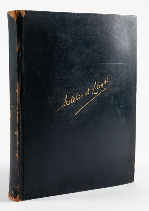 LLOYD'S OF LONDON - F. C. SADLER ([dates unknown], illustrator). Sketches at Lloyd's, London, [1925], 4to, 70 caricature plates, original roan. FIRST EDITION, NO. 73 OF 100 "EDITION DE LUXE" COPIES.
