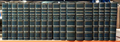 BINDING - The Connoisseur. A Magazine for Collectors. [New York], 66 issues [only] from January 1922 - June 1934 [some issues lacking] bound in 18 volumes, 4to, plates and illustrations. FINELY BOUND in dark blue crushed morocco gilt. (18)