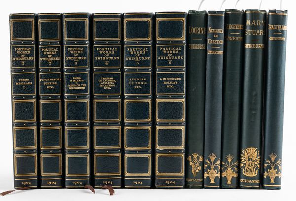 SWINBURNE, Algernon Charles (1837-1909).  The Poems, London, 1904, 6 volumes, 8vo. FINELY BOUND in dark blue crushed morocco gilt. With 5 other books by Swinburne in original cloth. (11)