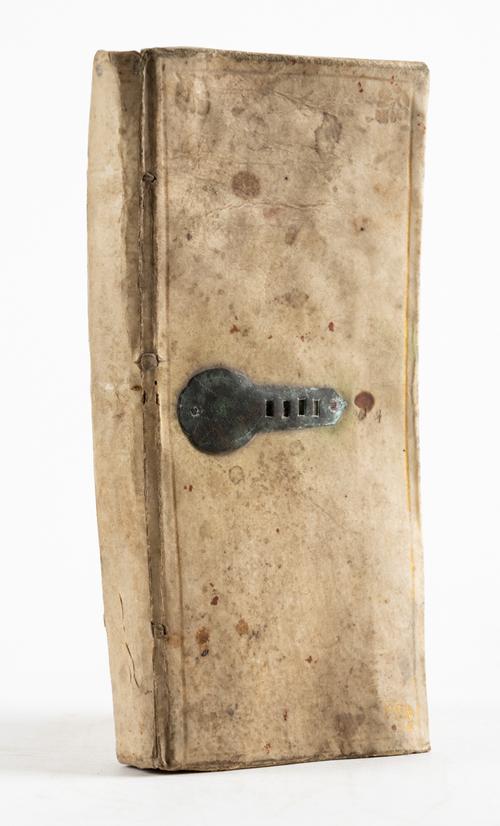 GALLEN, Thomas ([dates unknown]). A Compleat Pocket Almanack, London, 1683 [bound with:] Rider's British Merlin, 1683, 2 works in one vol., tall 12mo, printed in red and black, contemporary vellum gilt.