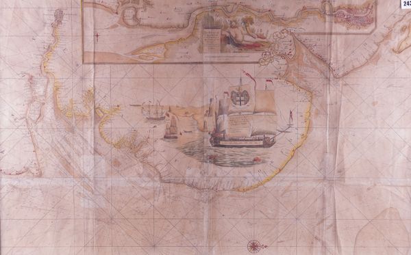 COLLINS, Greenville (1643-94). The River of Thames from London to the Buoy of the Noure, London, [1693 or later], large hand-coloured engraved coastal chart, 590 x 930mm., framed and glazed.