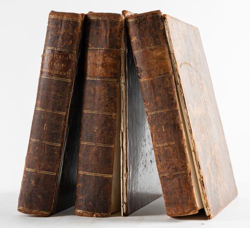 [MAURICE, Thomas (1754-1824)]. The History of Hindostan, London, 1795-98. 2 vols., 4to, 19 engraved plates, contemporary calf. FIRST EDITION, but a baffling set (see full description). With another defective set in 2 vols. Sold not subject to return. (4)