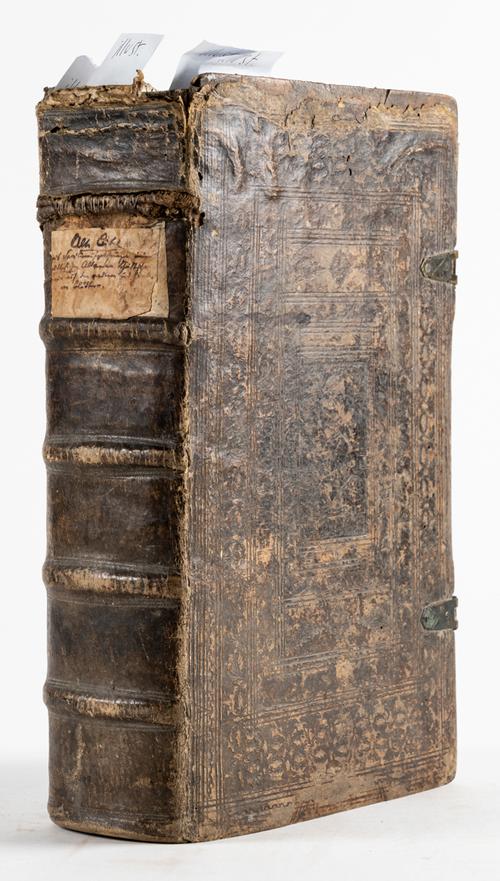 BIBLE, in German - Biblia, Das ist Die gantze Schrift. Altes und Newes Testaments, Ulm, 1662, folio, additional engraved title, full-page woodcut dedication, illustrations, contemporary vellum (heavily rubbed, lacks clasps).