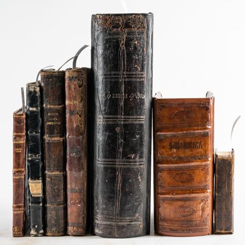 CYRILLIC - [Irmologion]. [?Bucharest], 1823, 4to, printed in red and black, contemporary calf-backed boards (rubbed). With 6 other books in Cyrillic. (7)