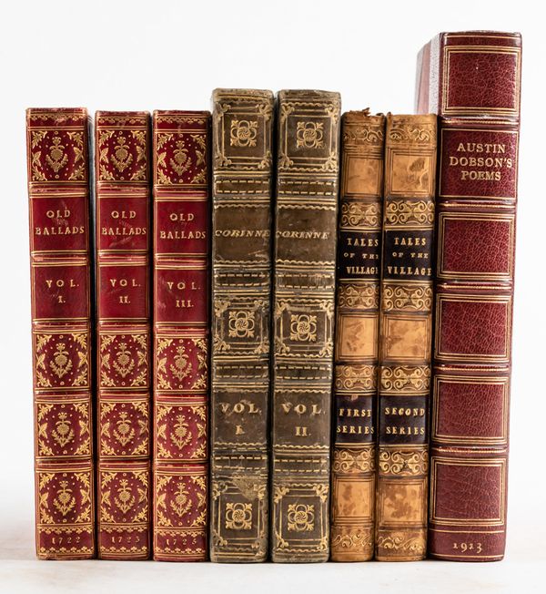 A Collection of Old Ballads, London, 1723-25, 3 volumes, 12mo, 47 engraved plates, FINELY BOUND in later red morocco gilt. With 3 other works in 5 vols. (8)