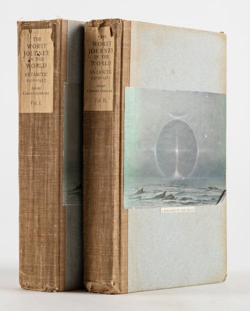 CHERRY-GARRARD, Apsley George Benet (1886-1959). The Worst Journey in the World, London, 1922, 2 vols., large 8vo, 61 plates and maps, original hessian-backed paper boards. FIRST EDITION, FIRST ISSUE.
