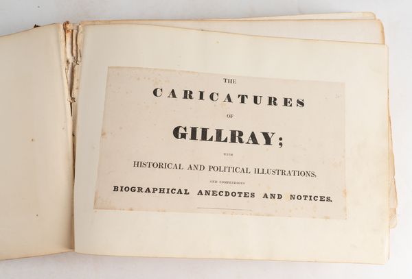 GILLRAY, James ([?]1756-1815, artist). The Caricatures ... with Historical and Political Illustrations, [London, c. 1818-24], oblong small 4to, 76 hand-coloured engraved plates by Gillray only ([?]of 82), contemporary calf (rather worn).