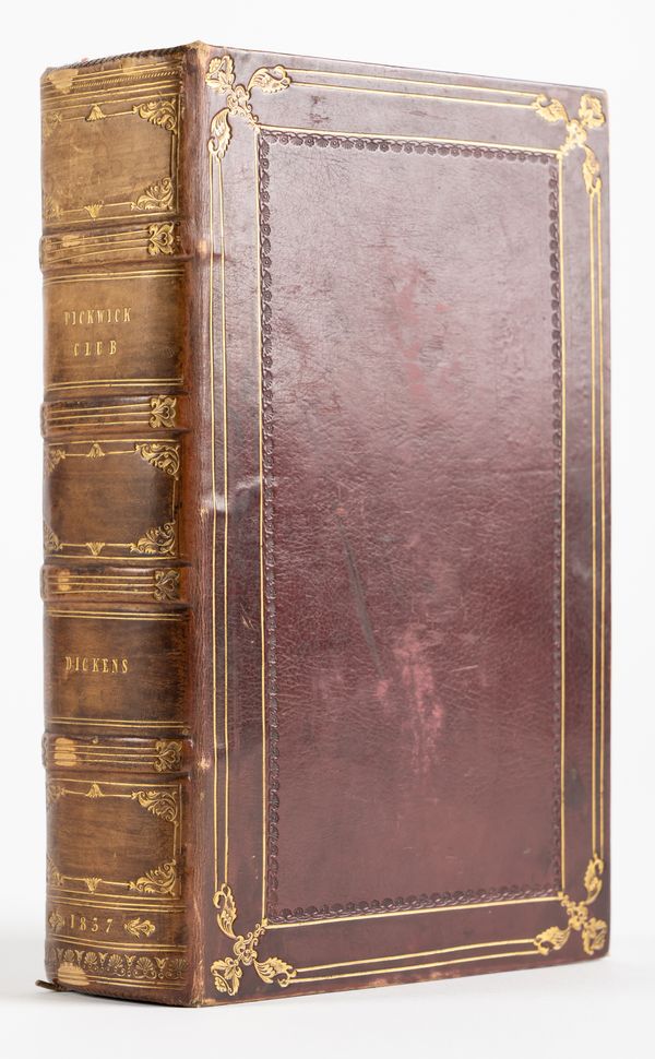DICKENS, Charles (1812-70).  The Posthumous Papers of the Pickwick Club, London, 1837, 8vo, engraved plates, EXTRA-ILLUSTRATED, contemporary purple calf gilt. FIRST EDITION IN BOOK FORM, EARLY ISSUE.