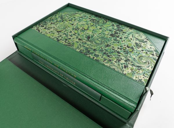SHAKESPEARE, William (1564-1616). The Merchant of Venice, London, The Folio Society, 2010, 2 vols., folio and 8vo, original half green goatskin and cloth, fitted cloth box. NUMBER 117 OF 1,000 COPIES. "The Letterpress Shakespeare." (2)