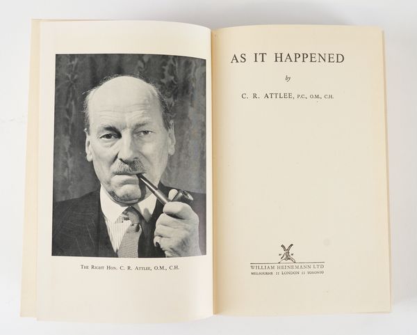 ATTLEE, Clement (1883-1967). As It Happened, London, 1954, 8vo, illustrations, original cloth. Reprint. ANNOTATED AND HIGHLIGHTED IN PENCIL BY ANTHONY EDEN THROUGHOUT.