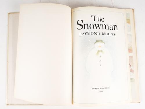 BRIGGS, Raymond (1934-2022).  The Snowman, London: Hamish Hamilton, 1978, small folio (300 x 210mm), coloured illustrations by Raymond Briggs, original coloured pictorial paper boards (head and foot of spine lightly bumped). FIRST EDITION.
