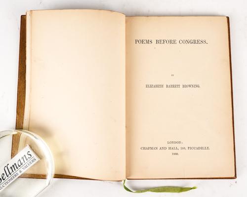 BROWNING, Elizabeth Barrett (1806-61).  Poems Before Congress, London, 1860, 8vo, half title, contemporary crushed morocco by R. D. Canape. FIRST EDITION.