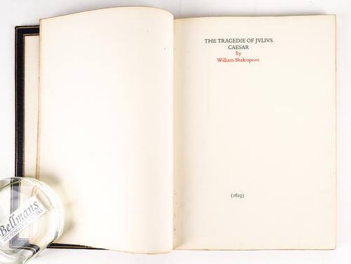 DOVES PRESS - William SHAKESPEARE (1564-1616). The Tragedy of Julius Caesar, Hammersmith, The Doves Press, 1913, 4to (233 x 165mm), printed in red and black, contemporary dark blue morocco gilt by the Doves Bindery. ONE OF 200 COPIES ON PAPER.