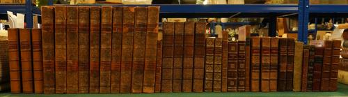 COWLEY, Abraham (1618-67). The Works, London, 1708-10, 3 vols., 8vo, 33 engraved plates, contemporary calf. Mixed editions. With 14 other works in 32 volumes. (35)
