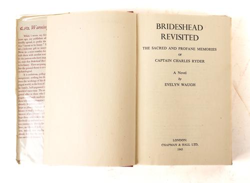 WAUGH, Evelyn (1903-66). Brideshead Revisited, London, 1945, 8vo, original pink cloth, dust-jacket (torn with some loss at corners). FIRST EDITION.