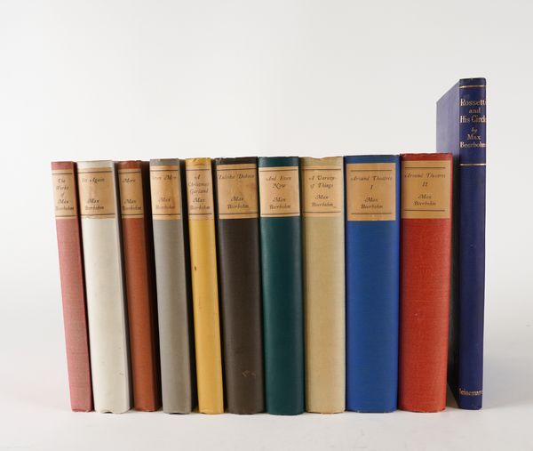 BEERBOHM, Max (1872-1956). The Works, London, 1922-28, 10 volumes, 8vo, original vari-coloured cloth (without the dust-jackets). NUMBER 700 OF 780 COPIES, SIGNED BY THE AUTHOR IN THE FIRST VOLUME. With another by Beerbohm. (11)