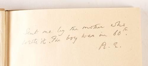 [HEMING, Joyce (dates unknown)]. A Knight there Was. London, 1946, 8vo, original cream boards gilt. Provenance: Anthony Eden (old armorial bookplate). INSCRIBED BY EDEN in pencil, "Sent me by the mother who wrote it. The boy was in 60th. A. E." RARE.