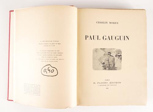 MORICE, Charles (1861-1919). Paul Gauguin, Paris, 1919, 4to, plates, later red cloth, FIRST EDITION, INSCRIBED by Anthony Eden. With 3 other related books. (4)