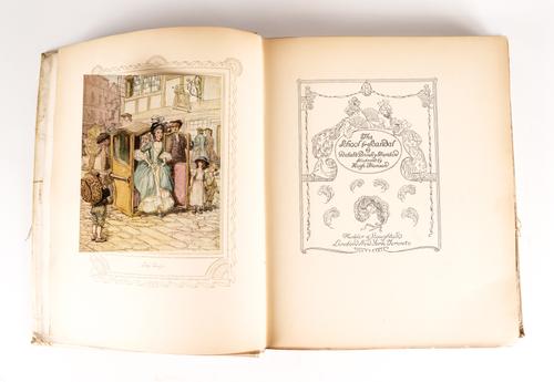 SHERIDAN, R. B. (1751-1816). The School for Scandal, London, [1910], 4to, 25 coloured plates by Hugh Thomson, original elaborate vellum gilt. NUMBER 126 OF 250 COPIES SIGNED BY THE ARTIST. With 4 other illustrated works in 5 vols. (6)